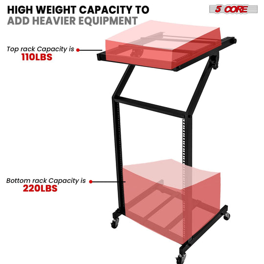 Height and weight capacity adjustable rack mount for secure and flexible equipment placement