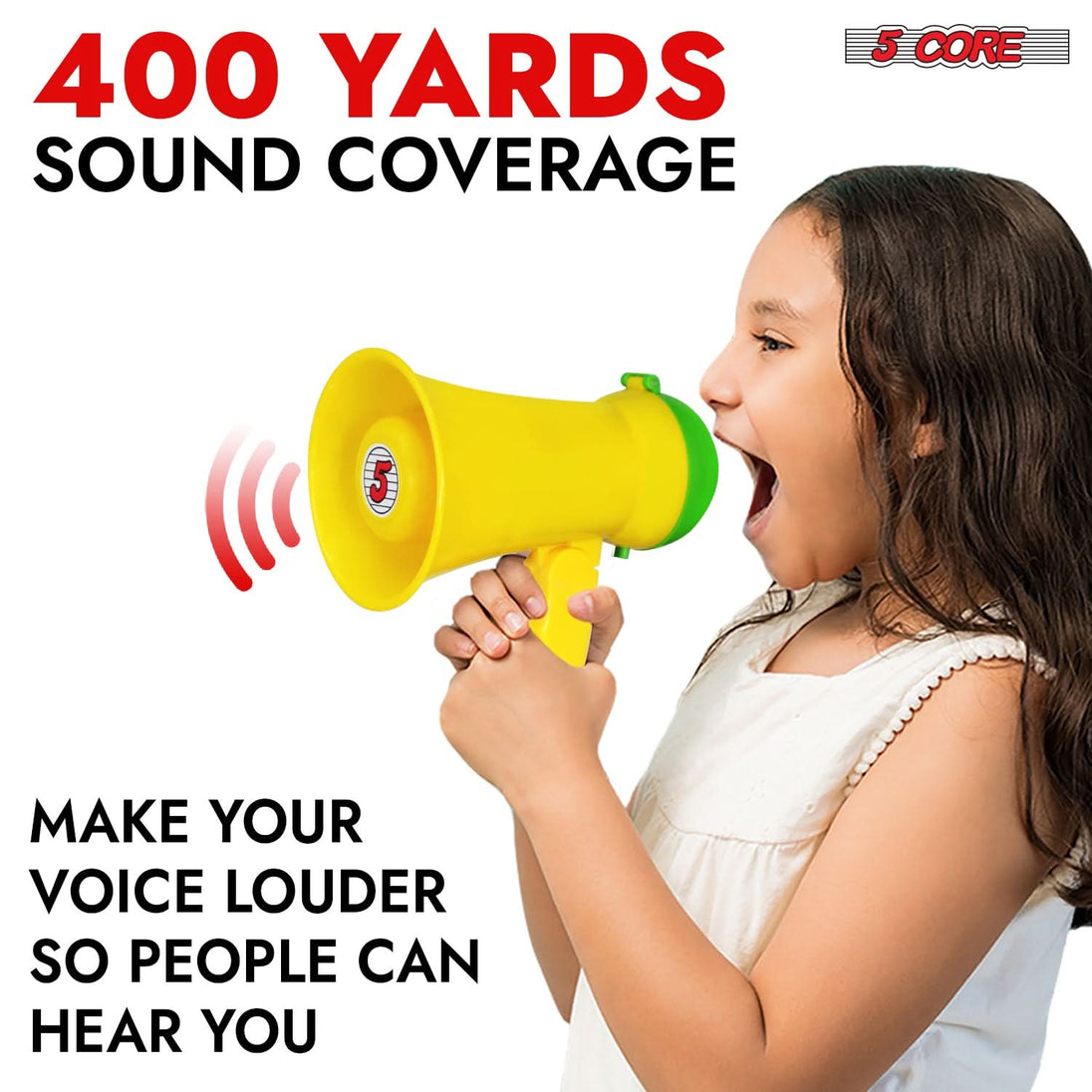 Megaphone with clear, labeled buttons and essential controls, plus a shoulder strap for effortless mobility.