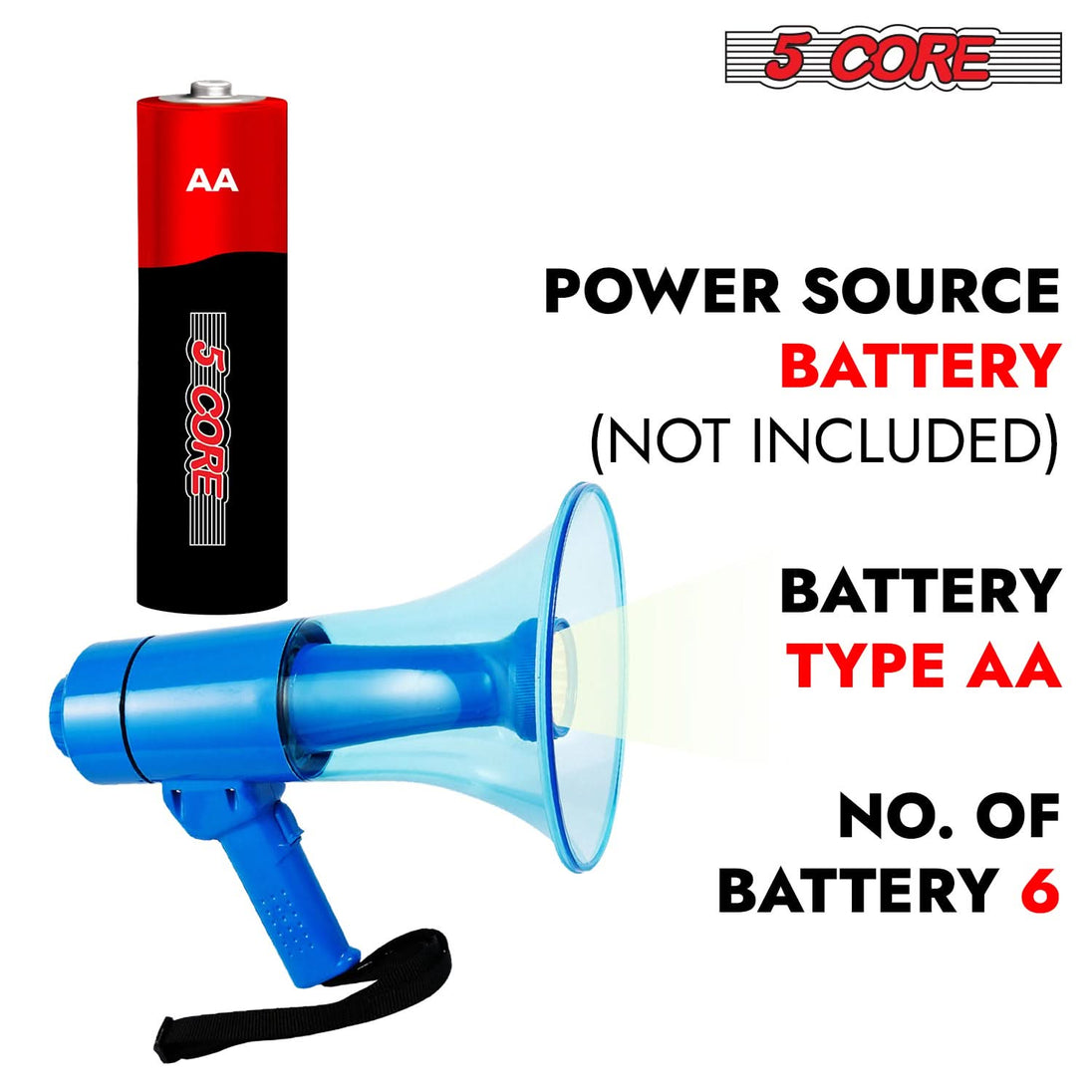 Bullhorn with bright LED light for visibility in low-light conditions