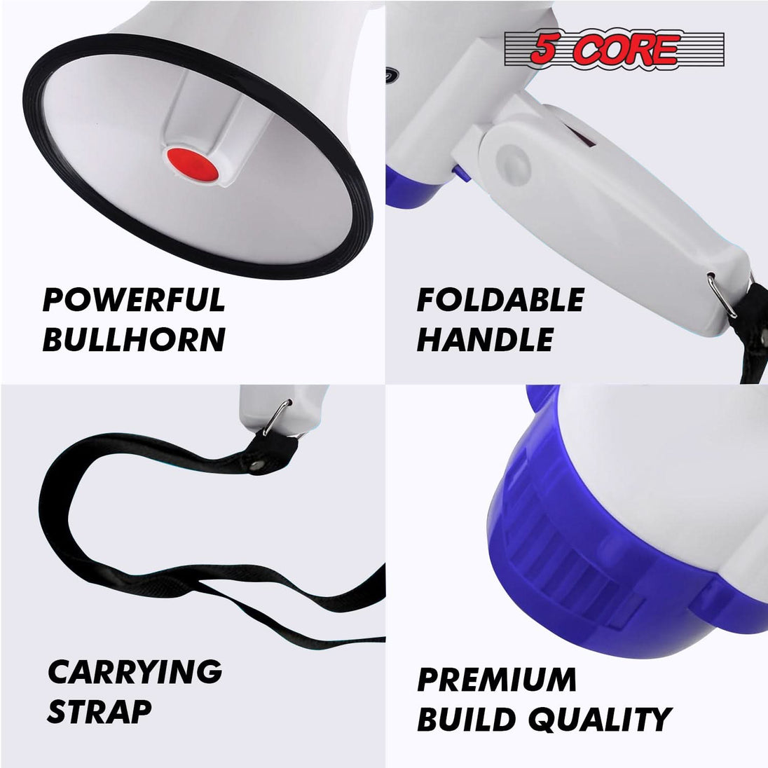 Equipped with volume control and a siren, this megaphone runs on 6 D-type batteries for powerful performance.