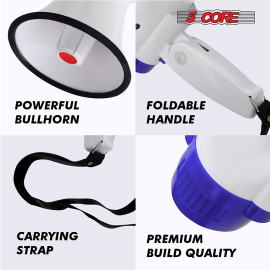 Equipped with volume control and a siren, this megaphone runs on 6 D-type batteries for powerful performance.