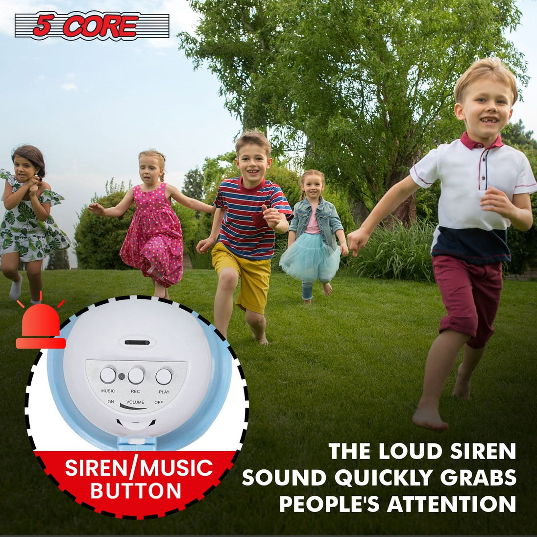 Small megaphone with an adjustable handle, offering comfort and control for any age.