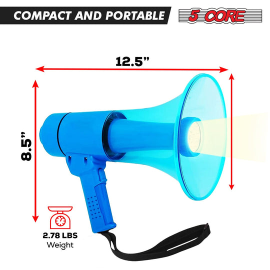Multi-function megaphone with siren, LED, and volume adjustment