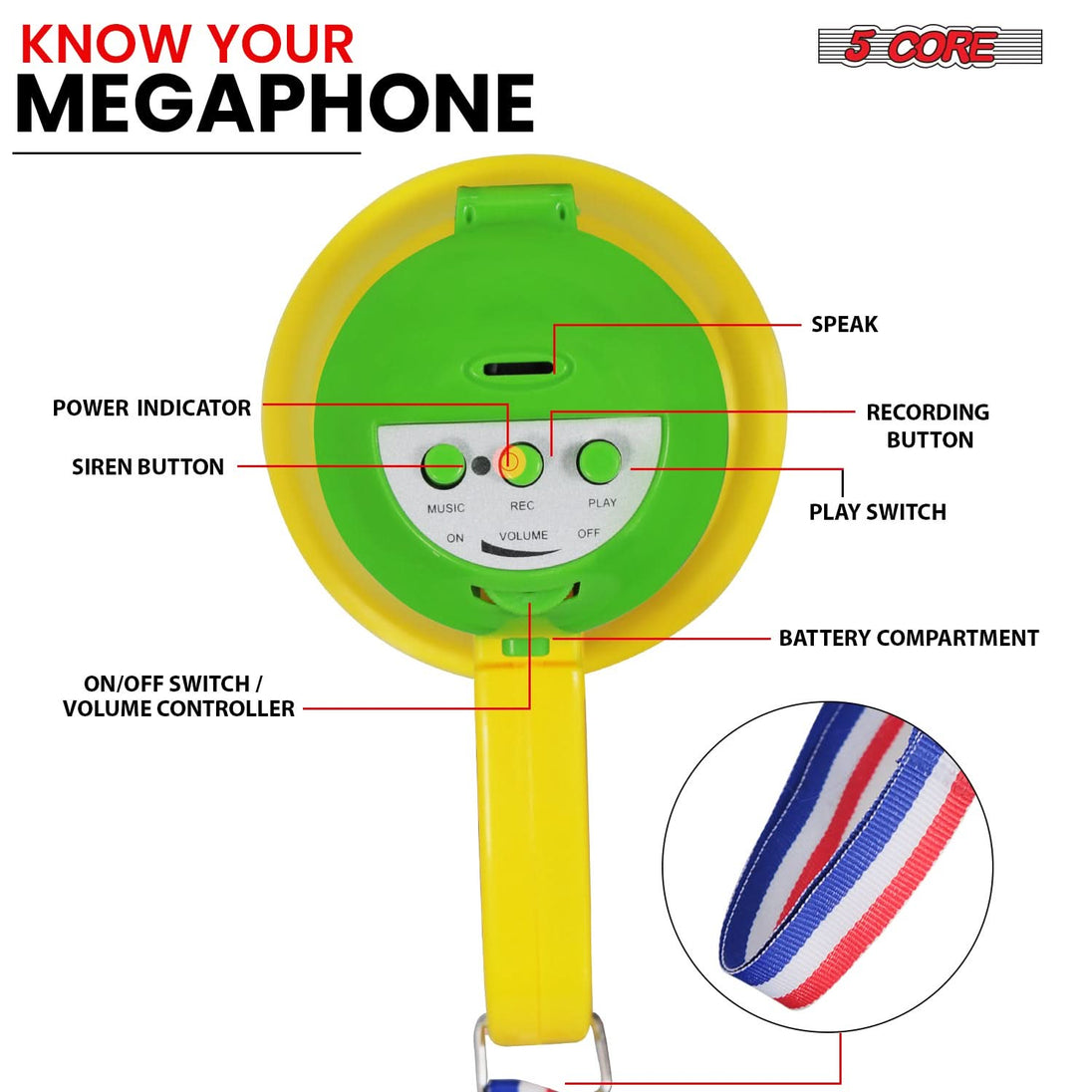 With a 400-yard range, 15W power, and volume control, this megaphone includes a siren for emergencies.