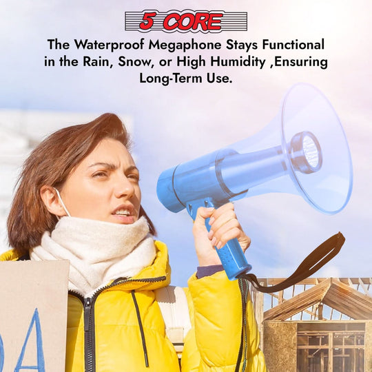 Compact blue megaphone perfect for sports, protests, and public announcements