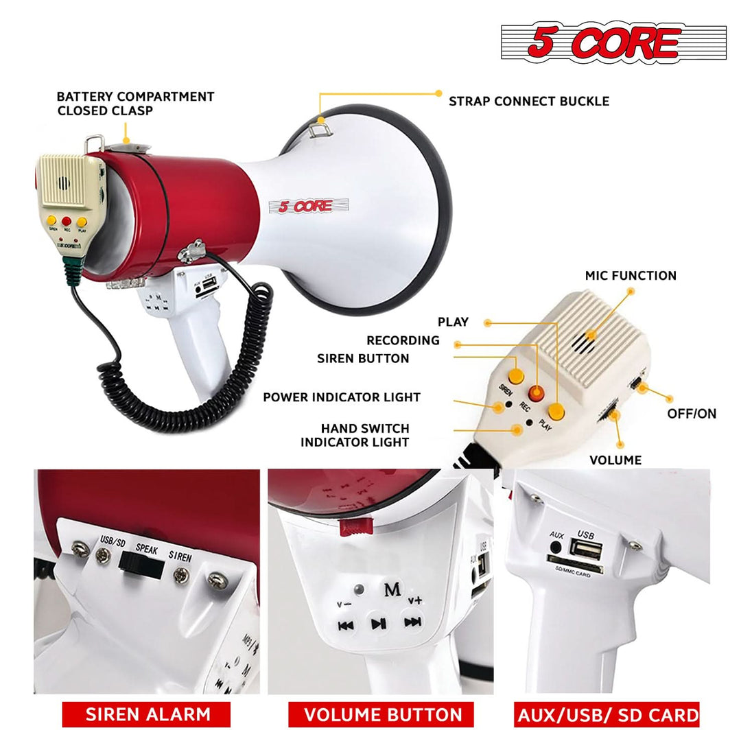 Top-rated bullhorn, packed with advanced features, making it the best among all for powerful sound projection.