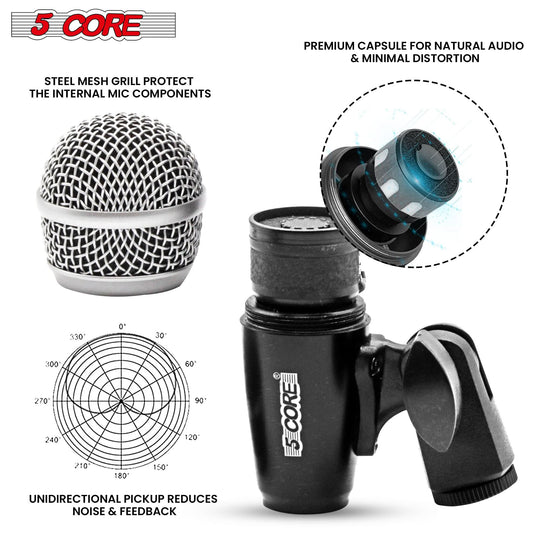 High-quality instrument mic by 5Core for live drums and studio setups