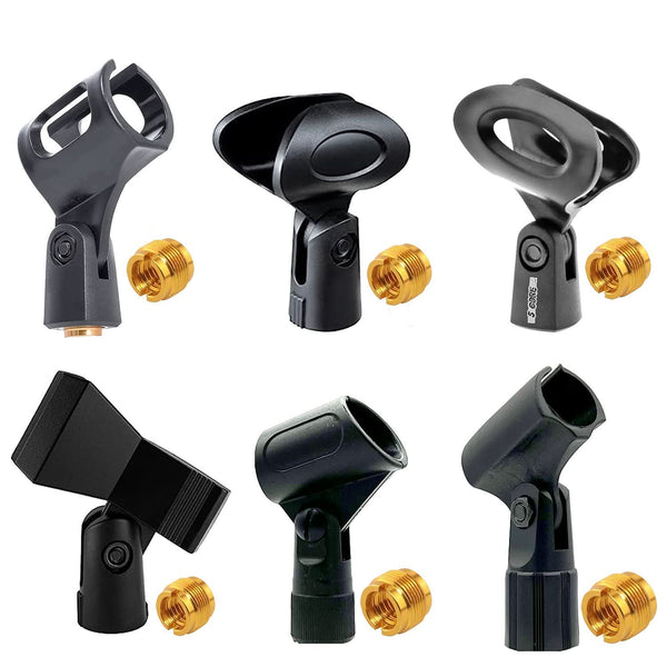 5Core microphone clip holder 6 pack with 5/8 to 3/8 inch screw adapters