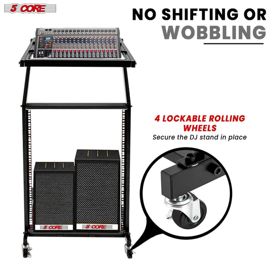 Rolling stage cart with sturdy wheels for easy transport of stage equipment and gear