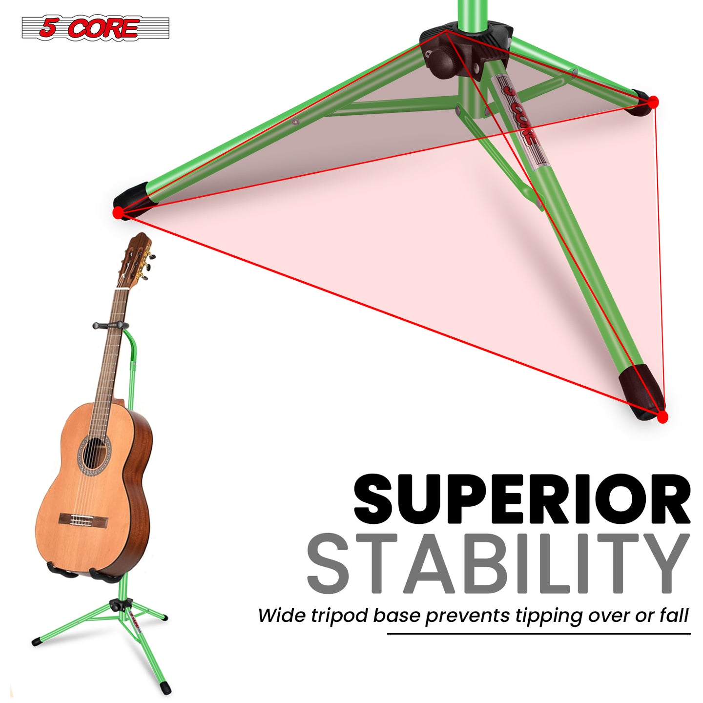 Super stable guitar stand with reinforced base, non-slip feet, and durable frame for secure instrument placement