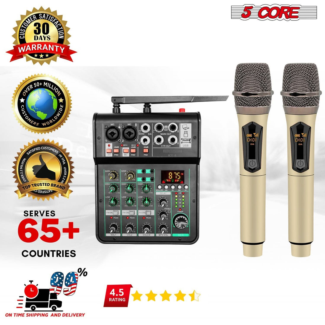 GOLD stereo receiver 5Core audio mixer 4 channel Bluetooth USB DJ PA system