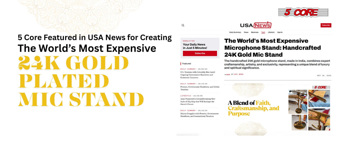 5 Core Featured in USA News for Creating the World’s Most Expensive 24K Gold Plated Microphone Stand