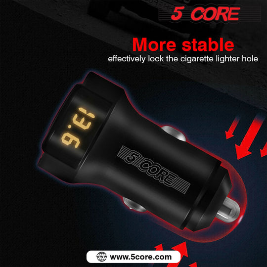 5 Core Car Charger USB + Type-C Quick Charge Adapter with Smart Chip Fast Charging for Truck SUV