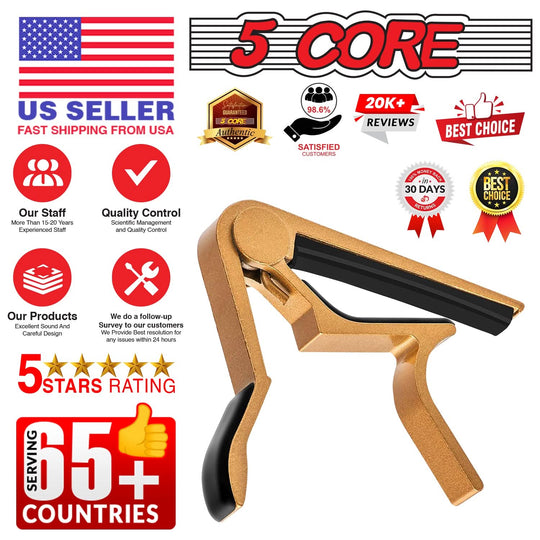5 Core Kapo Pair: Universal guitar capos for acoustic, electric, banjo, mandolin, and ukulele.