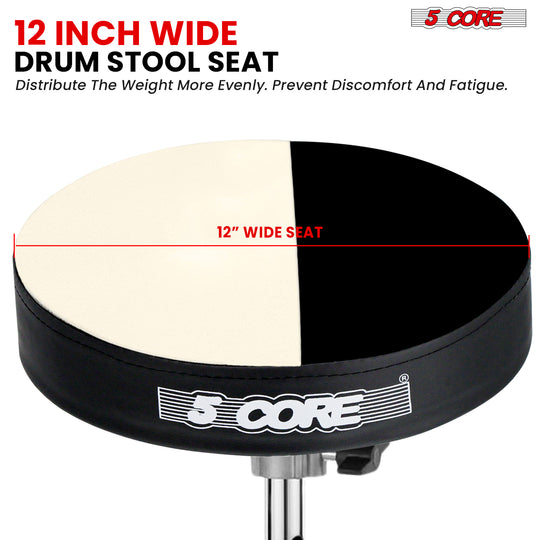 High-quality drum seat with a wide seat, thick cushioning, and a strong metal frame for durability and comfort.