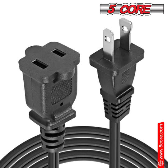 5Core AC Power Cord 15 Ft US Polarized Male to Female 2 Prong Extension Adapter Cords 16AWG 125V