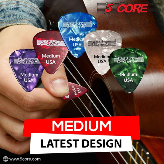 Purple 0.71mm guitar picks medium celluloid for pro and beginner use by 5Core