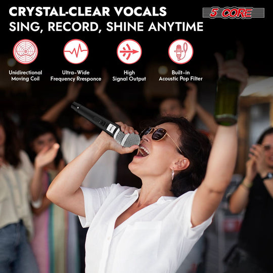 5Core handheld XLR microphone for karaoke singing studio recording and live shows