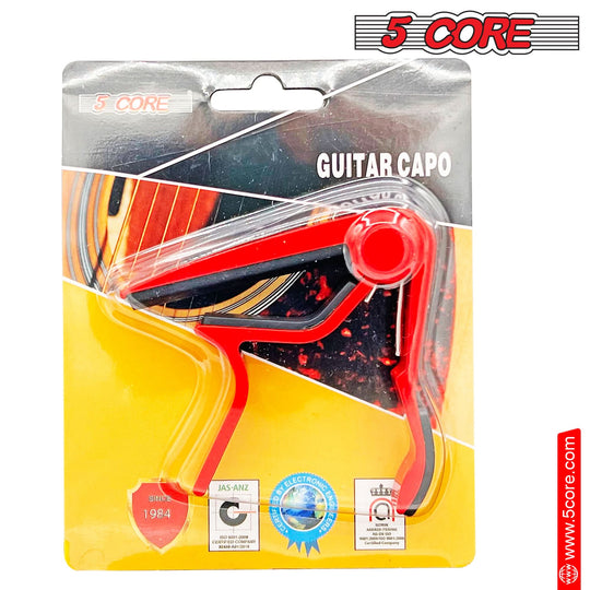 Classic Guitar Capo: 5 Core clip capo for 6-string guitars, banjos, mandolins, and ukuleles.