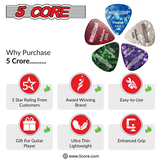 Reliable purple 0.71mm guitar picks medium by 5Core for consistent play