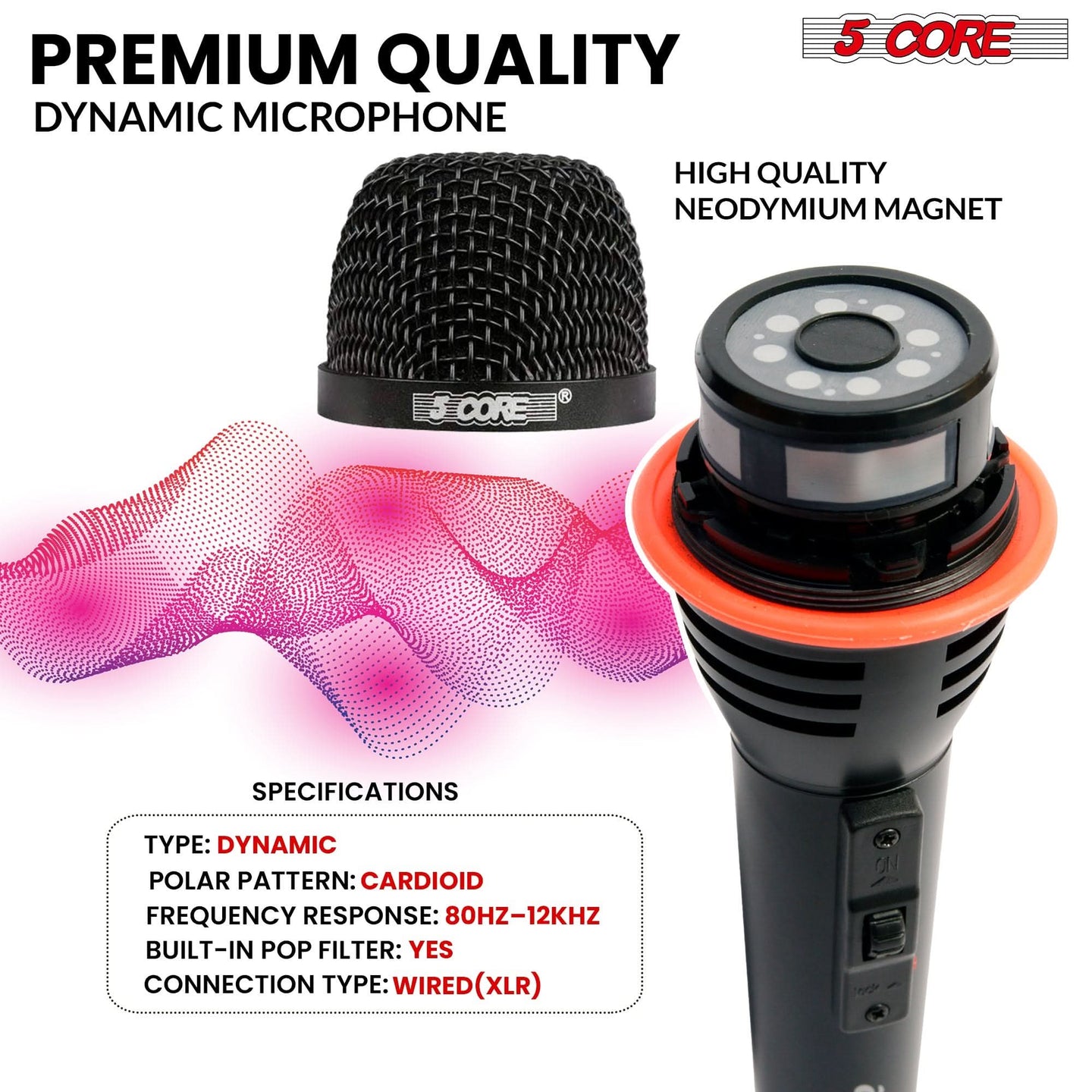 Dynamic microphones is robust, versatile, and widely used for live performances and studio recordings.