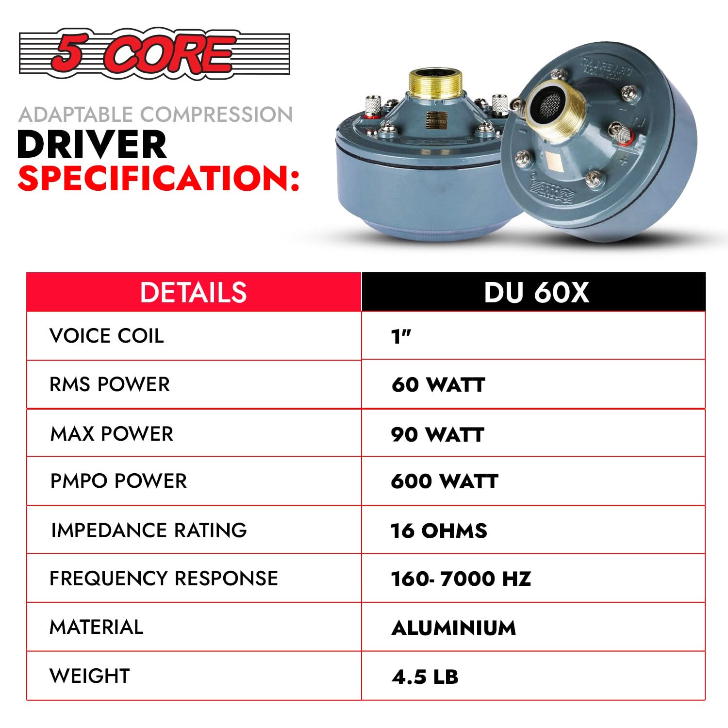 Compression Driver Super Loud 600w Peak 16 Ohm Tweeter