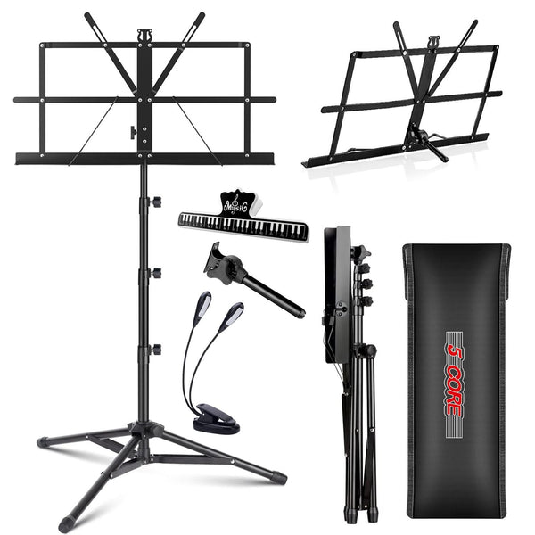 5Core music stand for sheet music portable tripod adjustable folding note holder