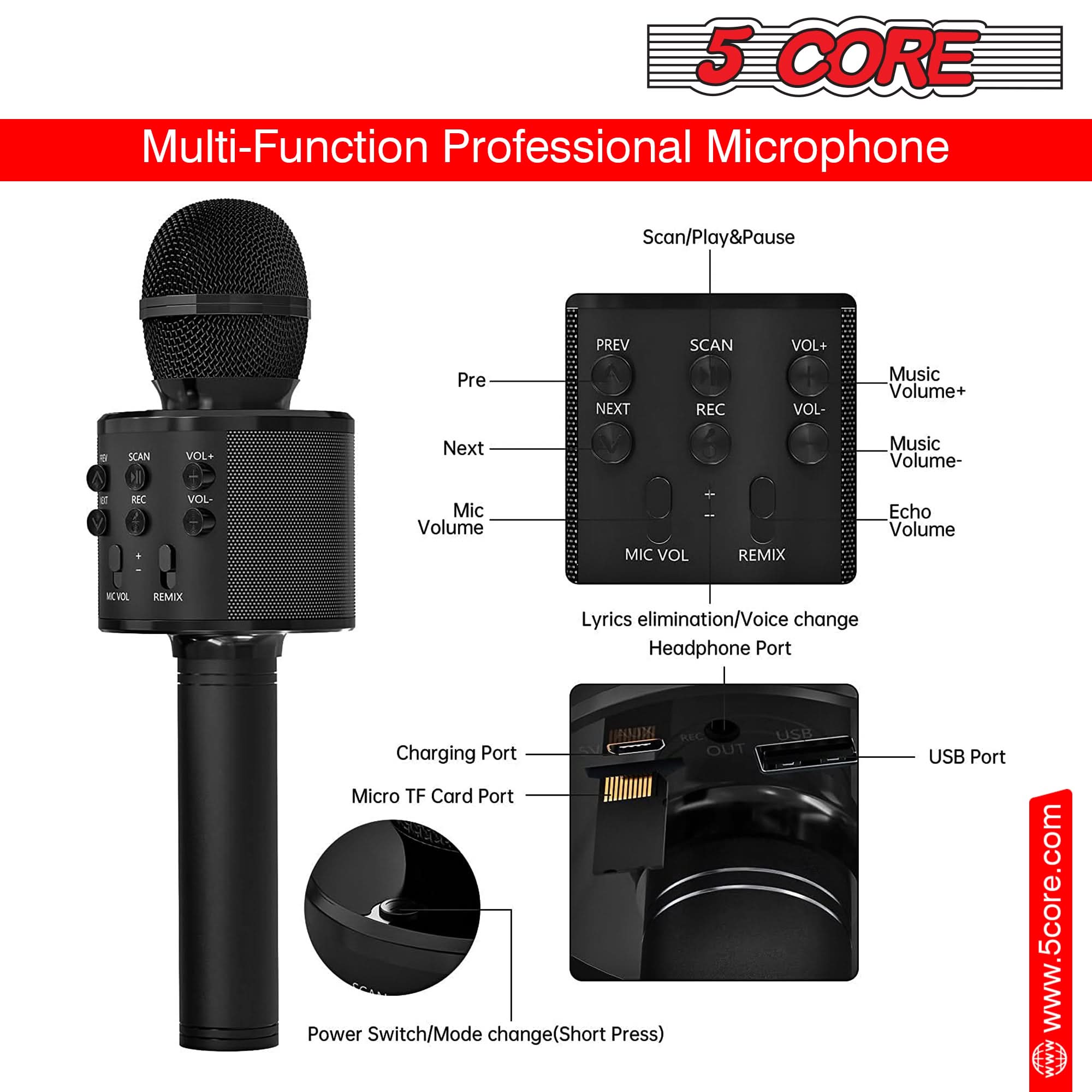 Bluetooth Microphone Wireless Karaoke Mic with Speaker