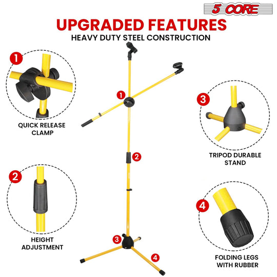 upgraded microphone stand with 2 arms to hold 2 dynamic handheld mics at once