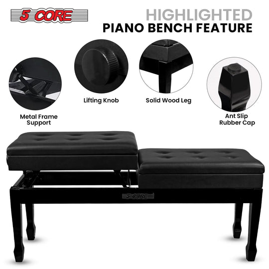 Durable and comfortable wooden piano bench with storage