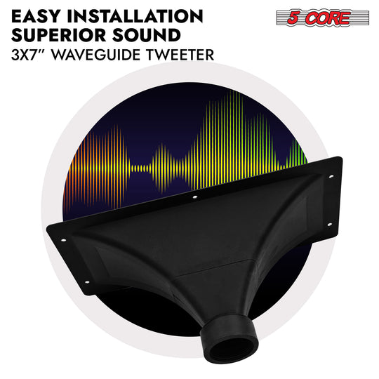 5Core 3x7 inch waveguide horn, heavy-duty tweeter exit with directivity lens for straightforward installation