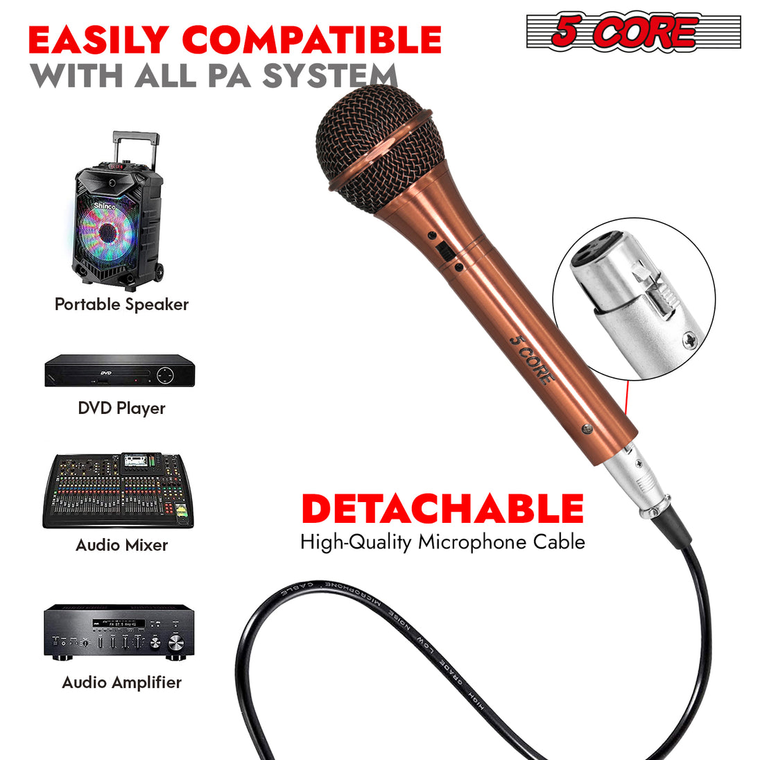 5Core XLR Microphone Dynamic Mic Karaoke Singing Studio Microfono Handheld Mics