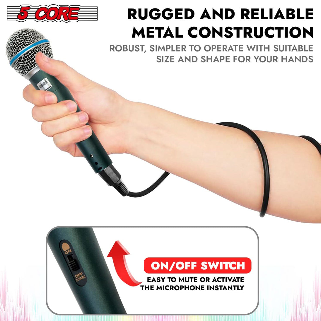 5 Core Microphone 2Pc Dynamic Karaoke XLR Mic Cardioid Unidirectional Handheld Wired Microfono