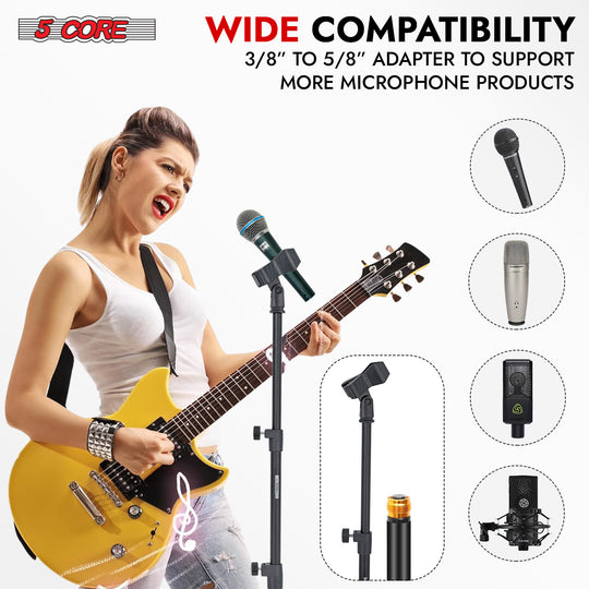 5Core universal microphone stand with adjustable height and sturdy round base for floor use