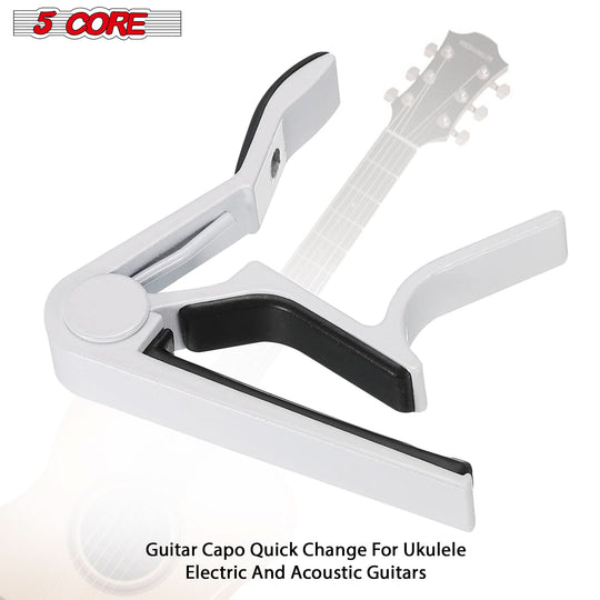 Classic Guitar Capo: 5 Core clip capo for 6-string guitars, banjos, mandolins, and ukuleles.