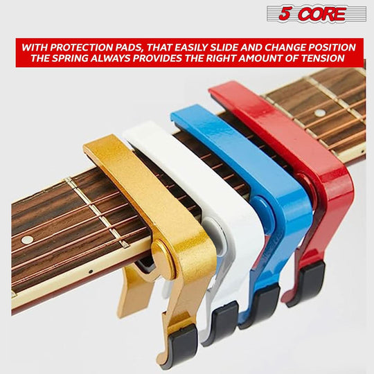5 core capo acoustic electric guitar 6 string kapo 2 pair quick and easy adjustment classic clip for banjo mandolin by 5Core for professional use