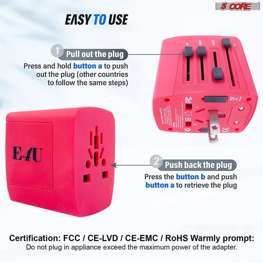 Multi-port USB travel adapter for device charging