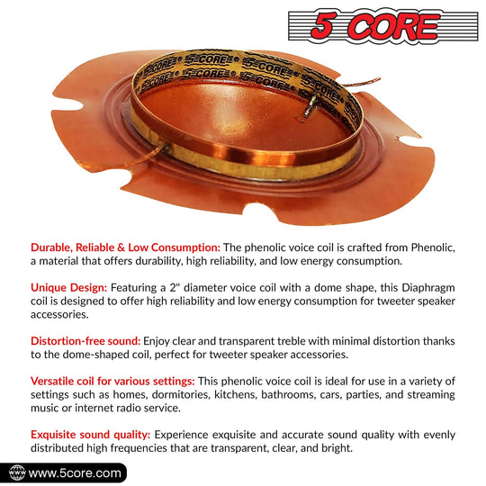 5Core 50-pack of 2-inch replacement diaphragms with Kapton former and phenolic voice coil