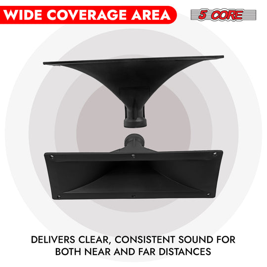 5Core heavy-duty waveguide tweeter exit horn, 3x7 inch with directivity lens and easy installation
