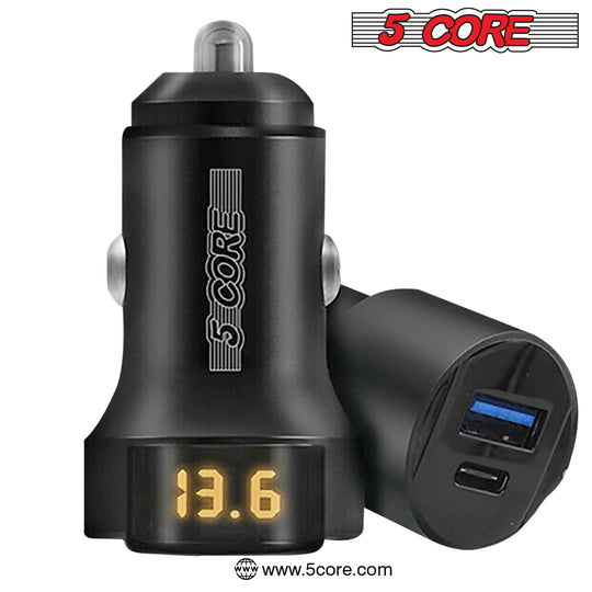 5 Core Car Charger USB + Type-C Quick Charge Adapter with Smart Chip Fast Charging for Truck SUV