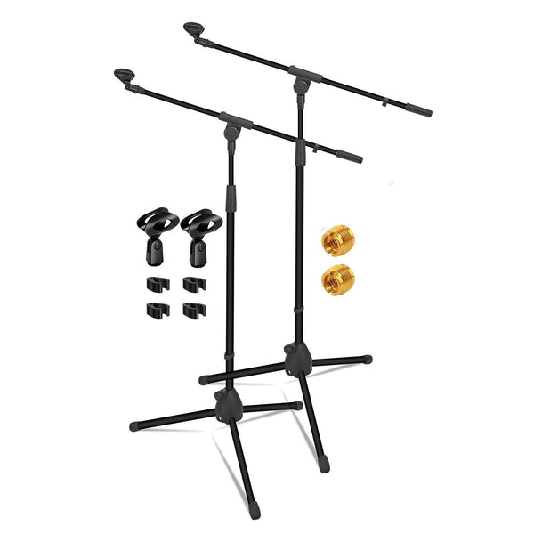 5 Core Microphone Stand Pair Floor 72" Adjustable w Telescoping Boom Arm
