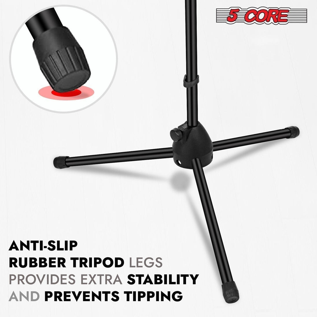 5 Core Microphone Stand Pair Floor 72" Adjustable w Telescoping Boom Arm