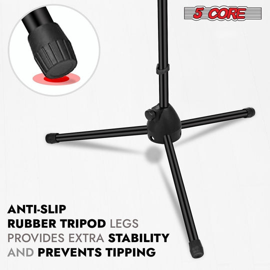 5 Core Microphone Stand Pair Floor 72" Adjustable w Telescoping Boom Arm