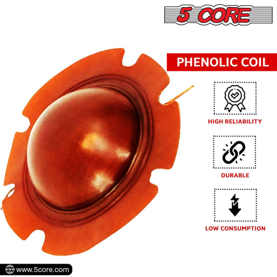 5Core 2-inch horn diaphragm replacements with 51mm Kapton former and phenolic voice coil, 50 pack