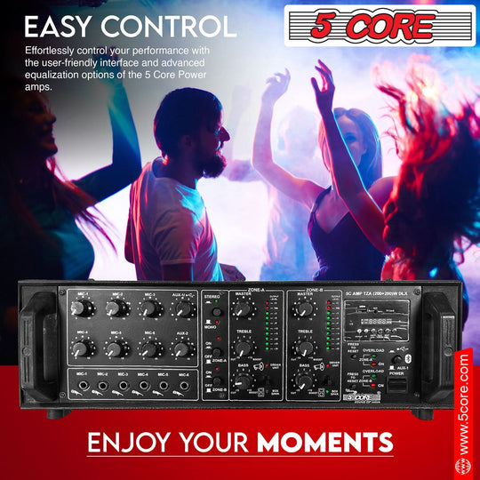 5 Core Power Amplifier 500W PA DJ Stereo Receiver 6 Mic Inputs USB FM Radio Rack Mount  Amplificador