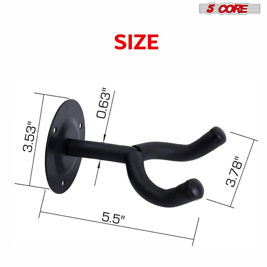5 Core Guitar Wall Mount 3Pc Wall Mount for Classical Electric Acoustic Bass Guitars for Home Studio