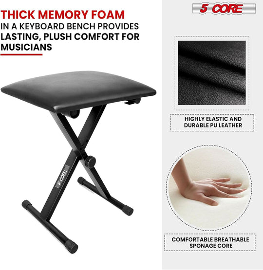 Adjustable Single X Style Keyboard Stand and Piano Bench