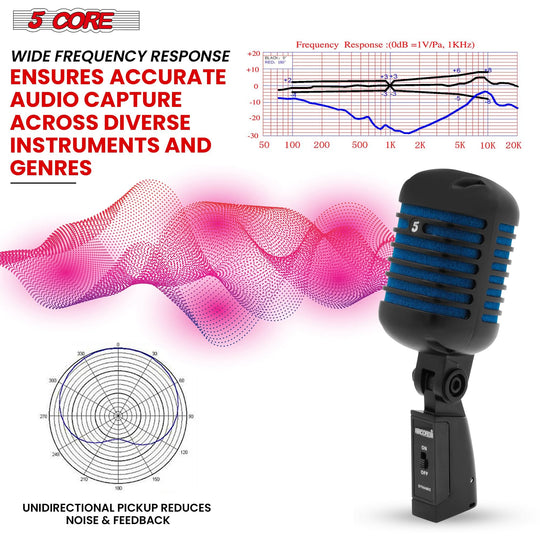 5Core classic microphone in blue for podcasts and vocal recordings