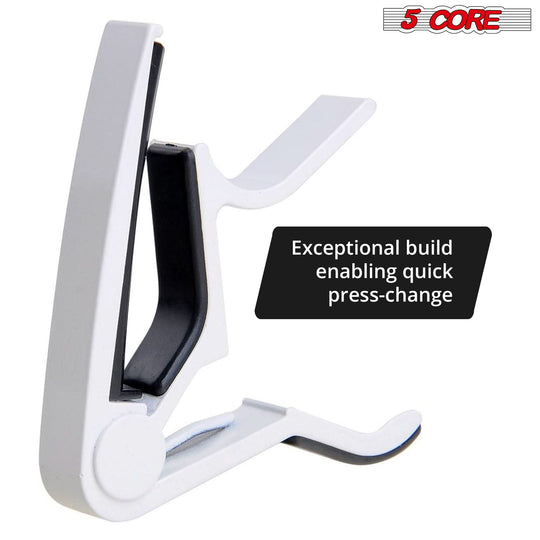 5 Core Clip Capo: Pair of capos for acoustic and electric guitars, ideal for versatile use.