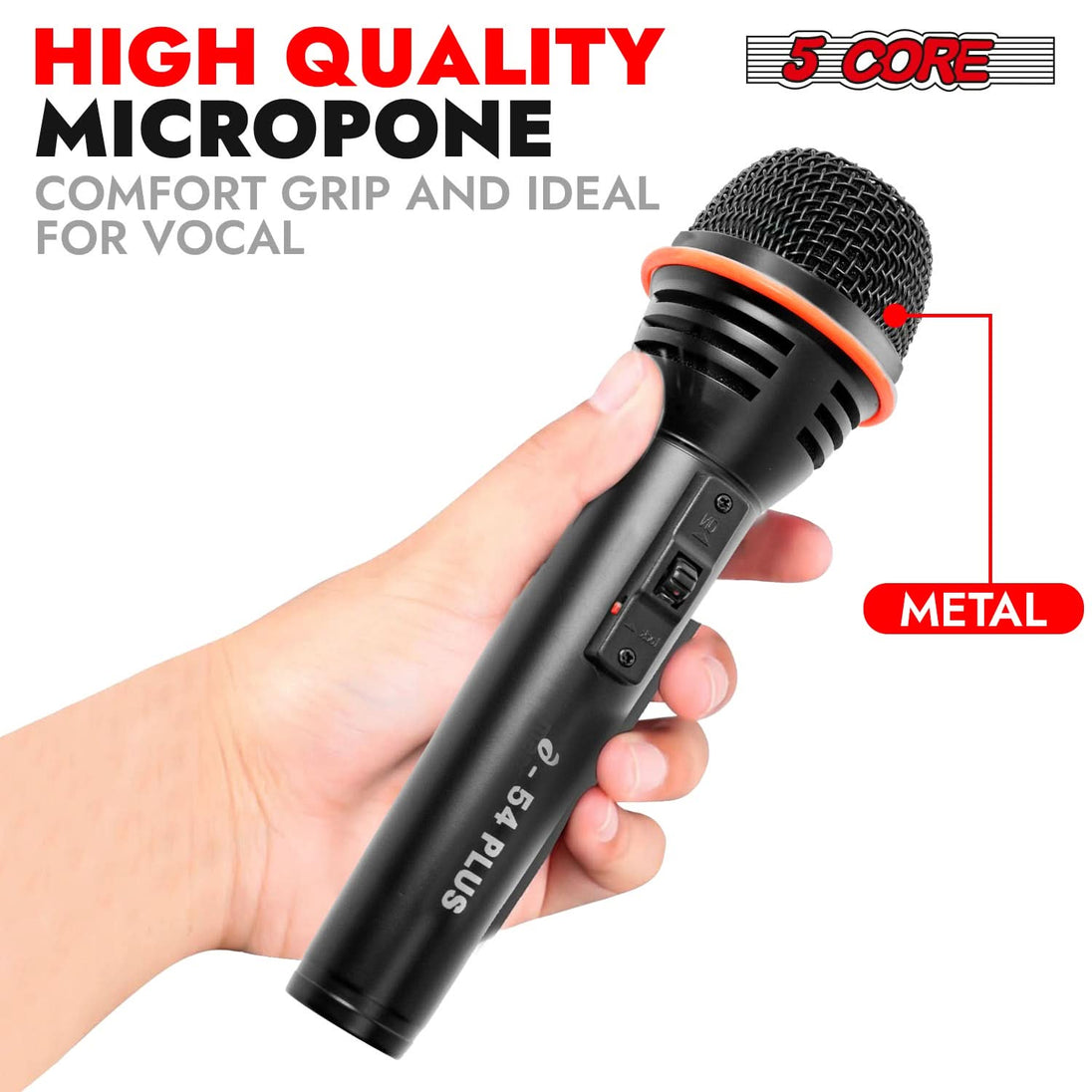 5 Core Microphone 2Pc Dynamic Vocal Handheld Mic Cardioid Singing Karaok Microfono  w On Off Switch